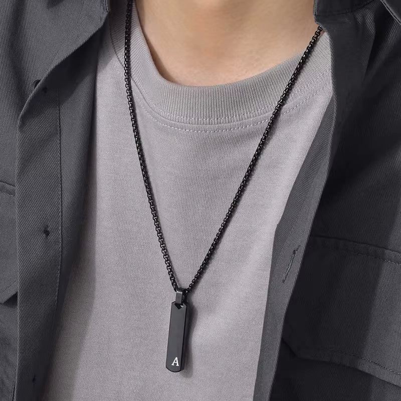 Letdiffery Custom Eye Photo Pendant Necklace Stainless Steel Personalzied Engrave Music Code Text Picture Square Pendant Jewelry