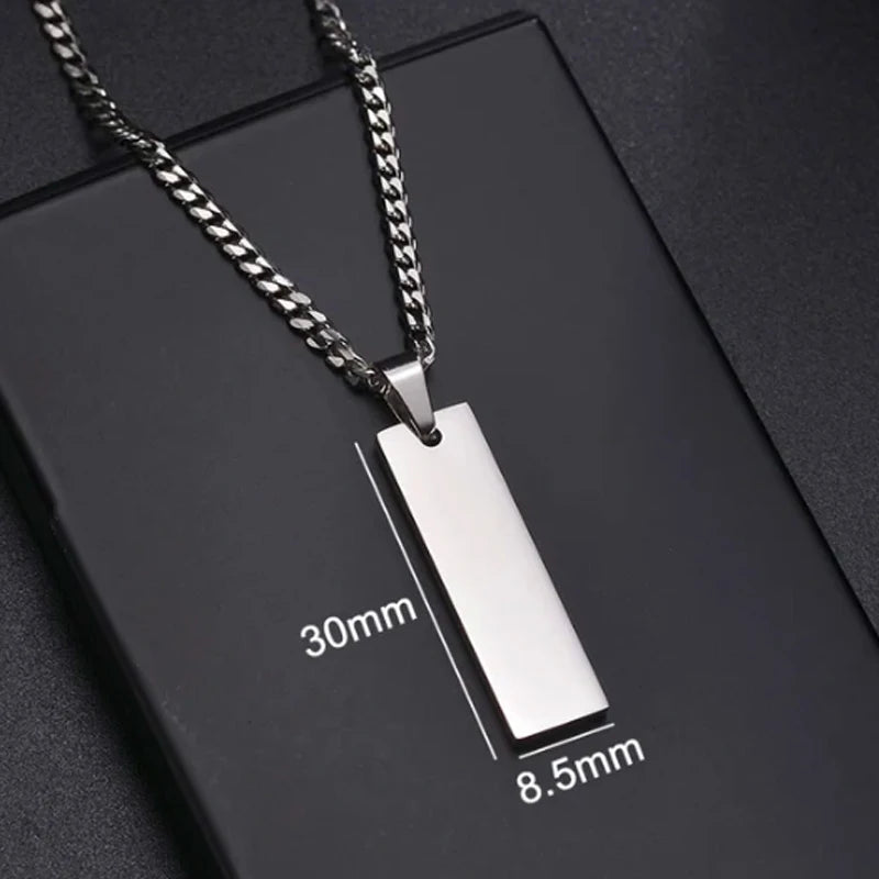 Letdiffery Custom Eye Photo Pendant Necklace Stainless Steel Personalzied Engrave Music Code Text Picture Square Pendant Jewelry