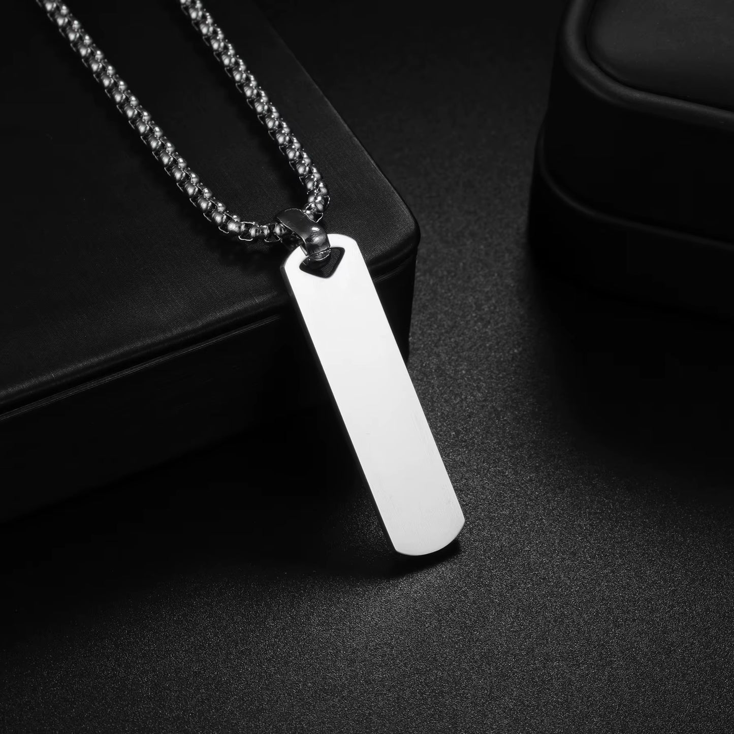 Letdiffery Custom Eye Photo Pendant Necklace Stainless Steel Personalzied Engrave Music Code Text Picture Square Pendant Jewelry
