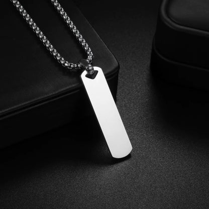 Letdiffery Custom Eye Photo Pendant Necklace Stainless Steel Personalzied Engrave Music Code Text Picture Square Pendant Jewelry