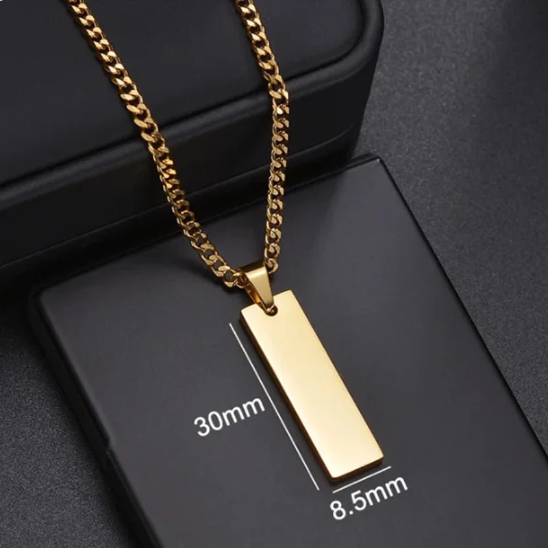 Letdiffery Custom Eye Photo Pendant Necklace Stainless Steel Personalzied Engrave Music Code Text Picture Square Pendant Jewelry