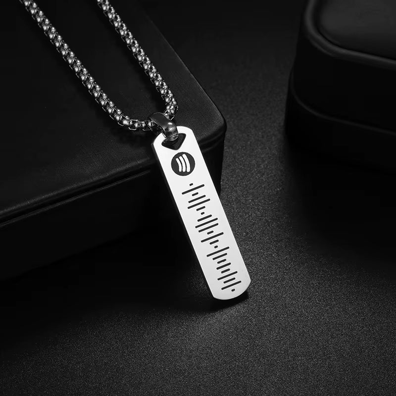 Letdiffery Custom Eye Photo Pendant Necklace Stainless Steel Personalzied Engrave Music Code Text Picture Square Pendant Jewelry